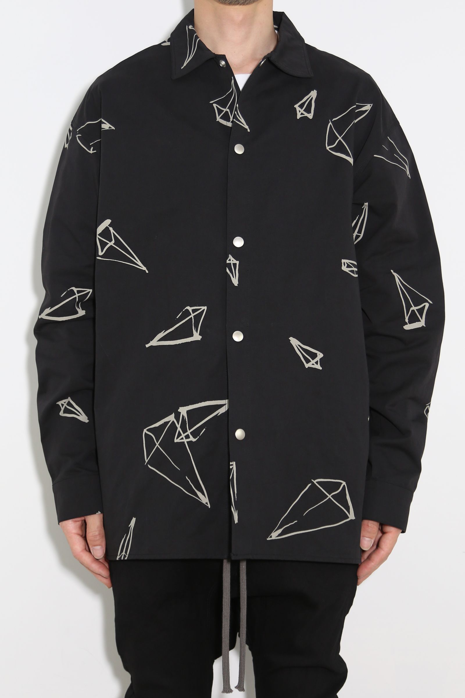 総柄プリントシャツ / Print Long Sleeve Shirts / ブラック / ag-6999