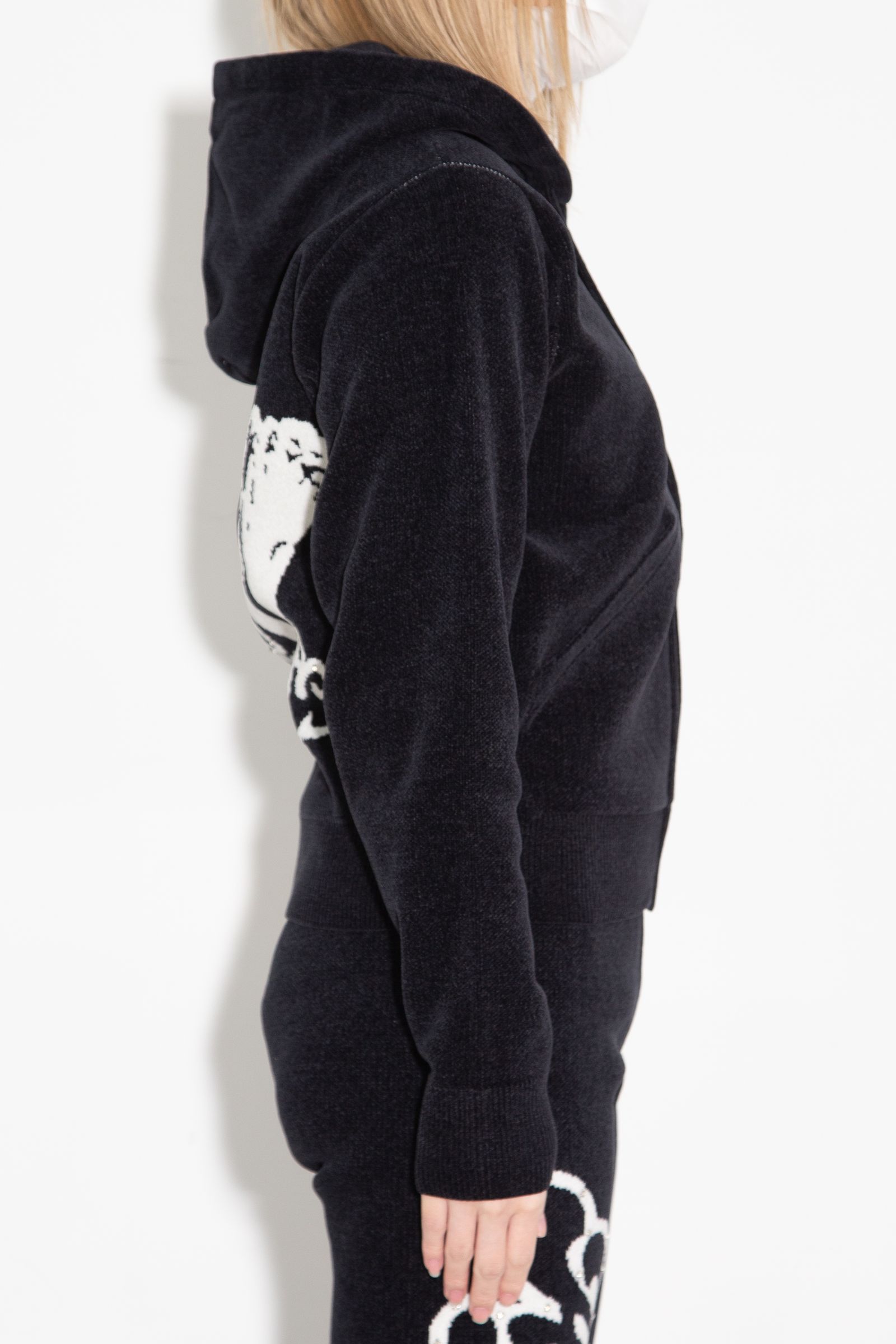 【セットアップ】HYSTERIC GIRL編込 パーカー・HYSTERIC GLAMOUR編込 フレアパンツ / ブラック