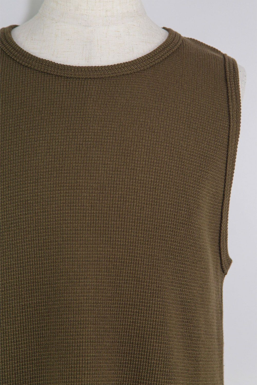 [ラスト1点 サイズ3] ミドル丈ワッフルタンクトップ / Middle Length Tank Top / オリーブ / ag-10096-1