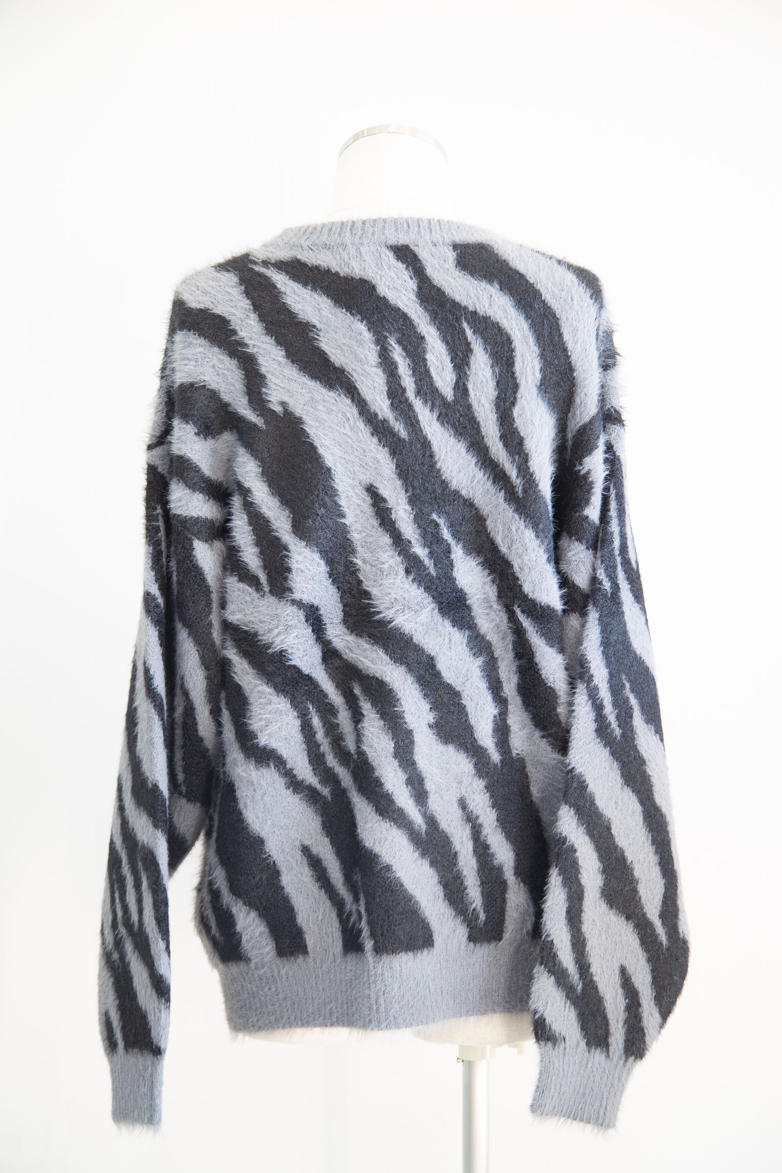 X-girl - ZEBRA KNIT CARDIGAN / チャコール | Tempt