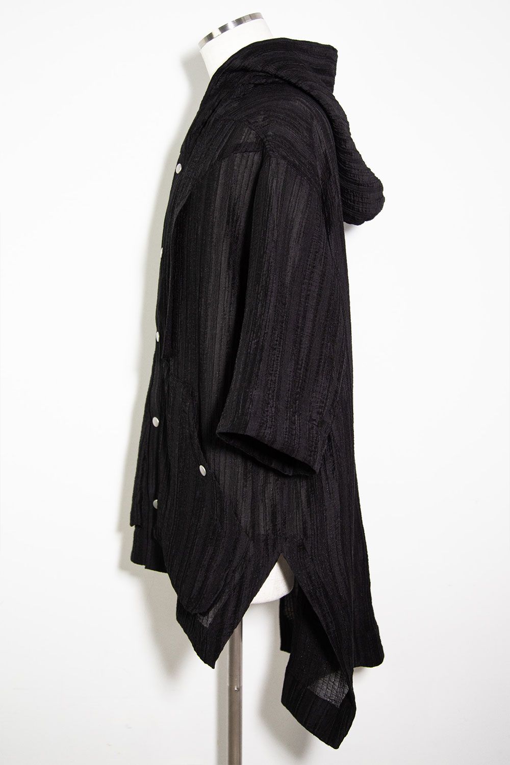 シアー楊柳シャツフーディー / Sheer Yo-Ryu Hoodie Shirts / ブラック / ag-11067