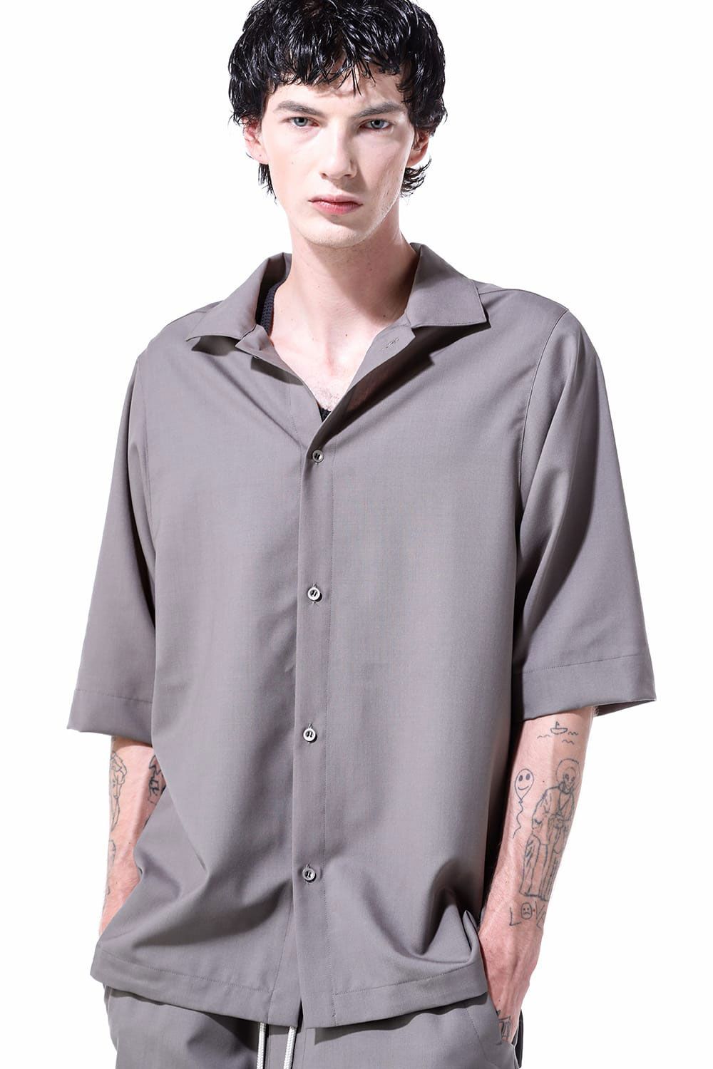 サマーウールハーフスリーブシャツ / Summer Wool Half Sleeve Shirts / ブラック / ag-11040
