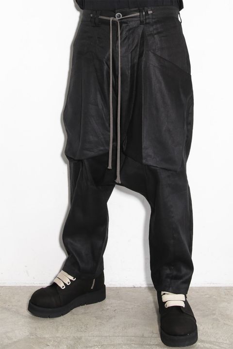 ヘリンボーンサルエルワイドパンツ / Heringbone Sarouel Wide Pants / ブラック / ag-9033