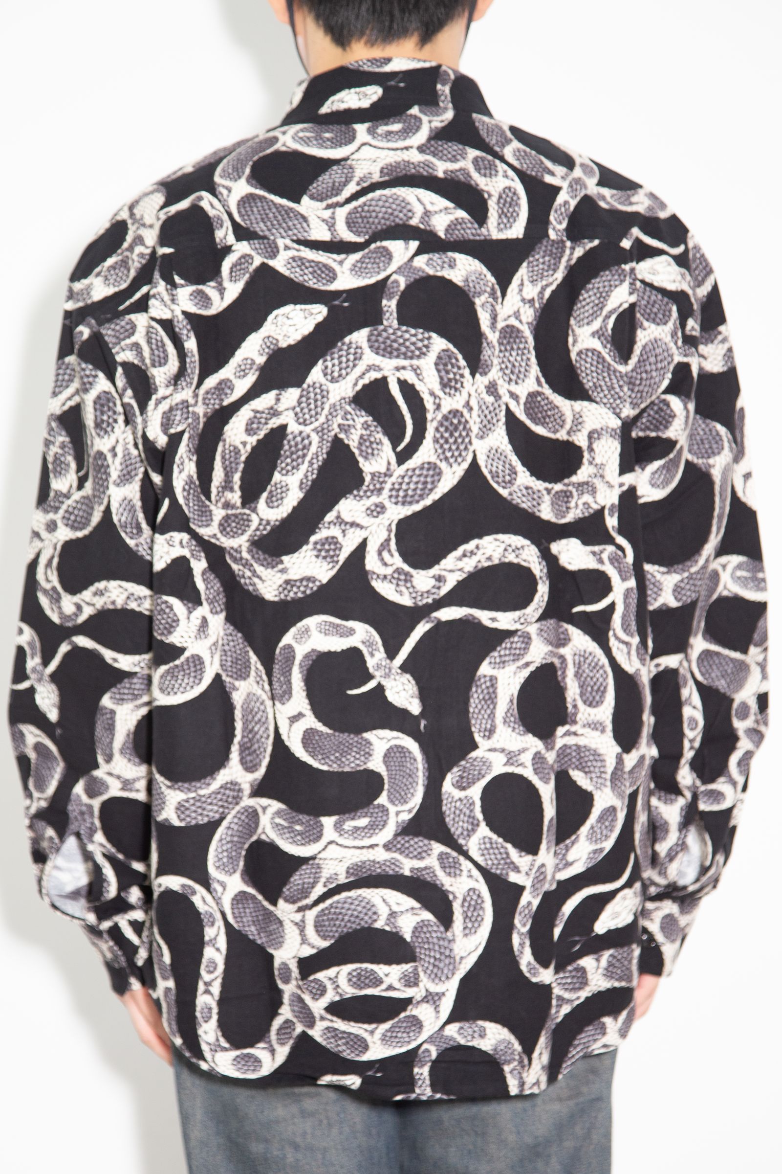 PRINT NEL L/S SH ＜SNAKE PATTERN＞ / ブラック