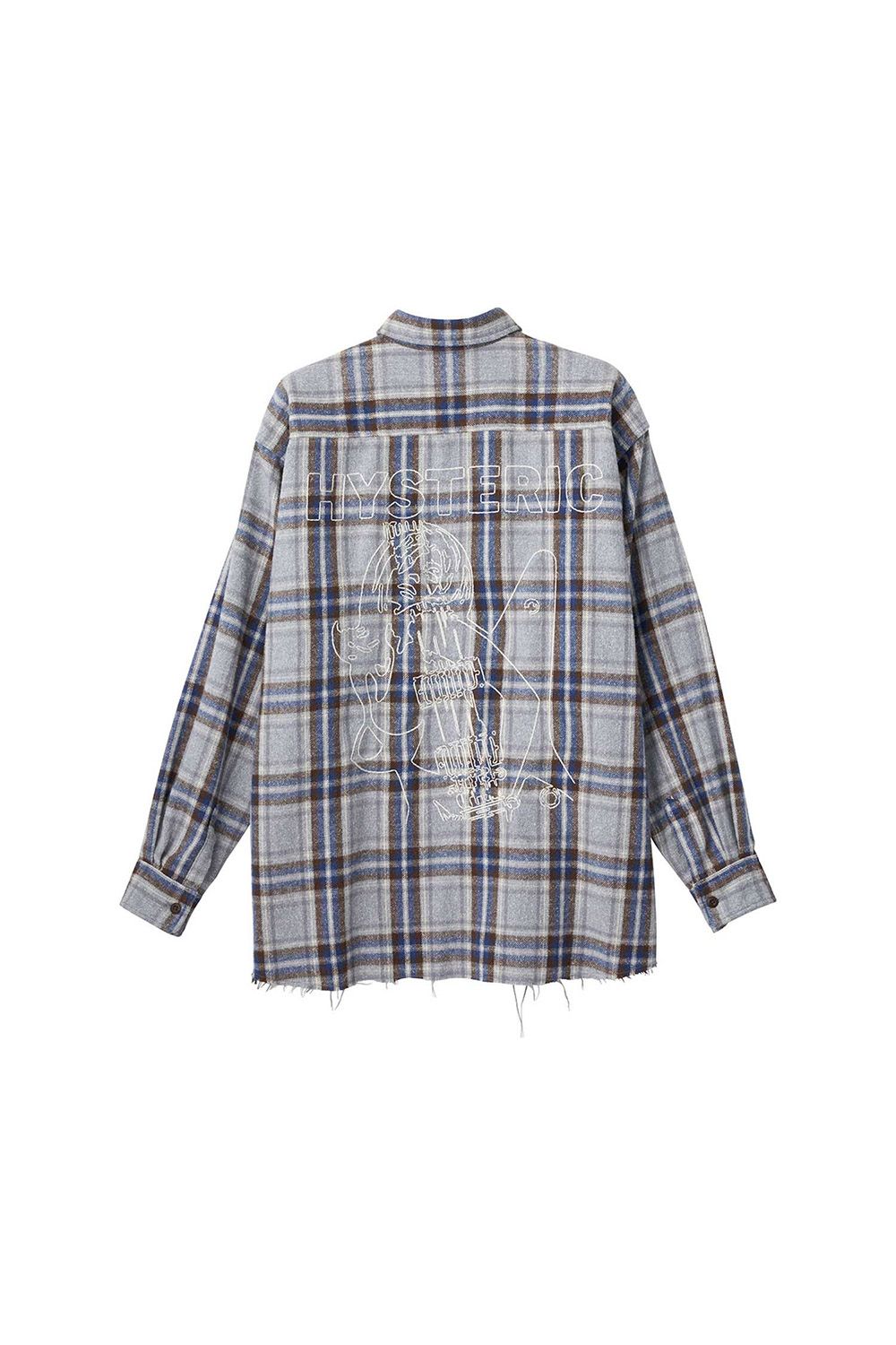 GUITAR GIRL刺繍 ワークシャツ / ブルー