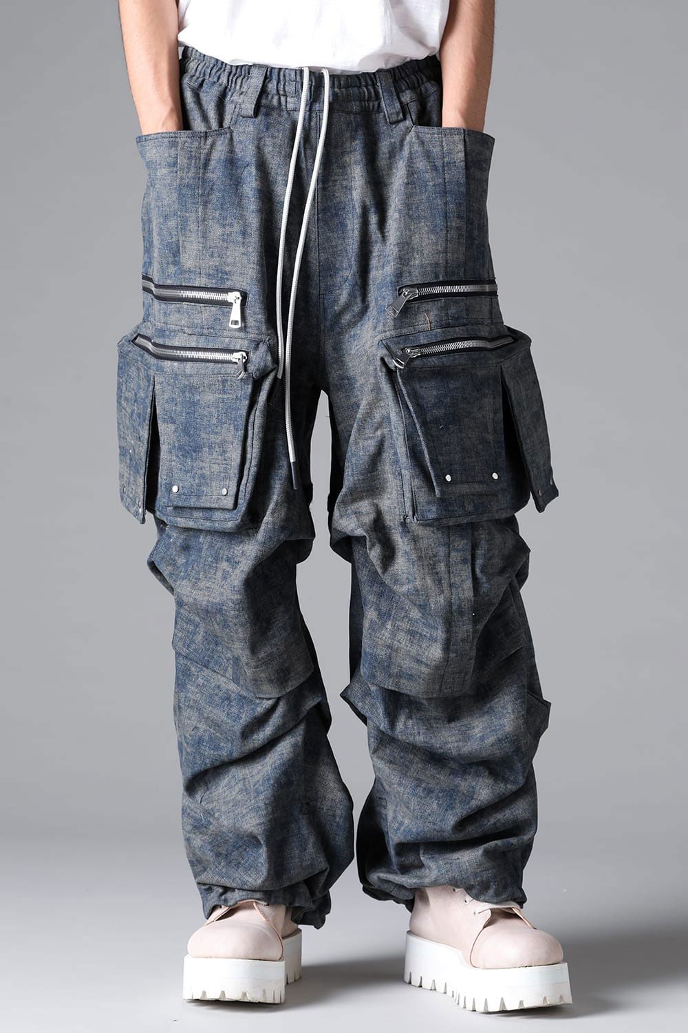 BLENDED SHADES DENIM CARGO TUCK WIDE PT / スチールブルー