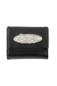 SILVER GLITTER OVAL LOGO BUCKLE MINI WALLET / ブラック
