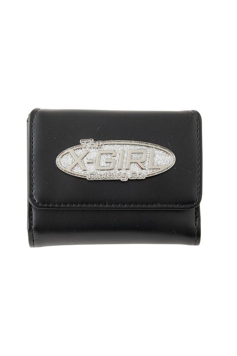 SILVER GLITTER OVAL LOGO BUCKLE MINI WALLET / ブラック