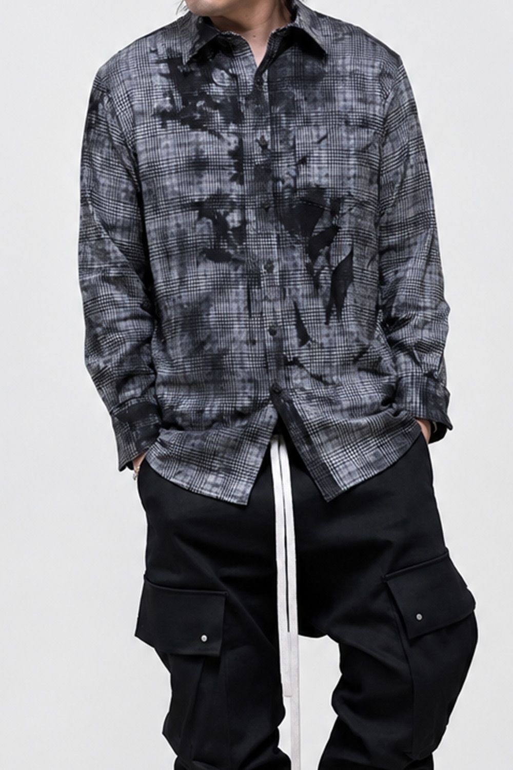 ［ラスト1点 サイズ2］Unevenly Dyed Houndstooth Dress Shirt