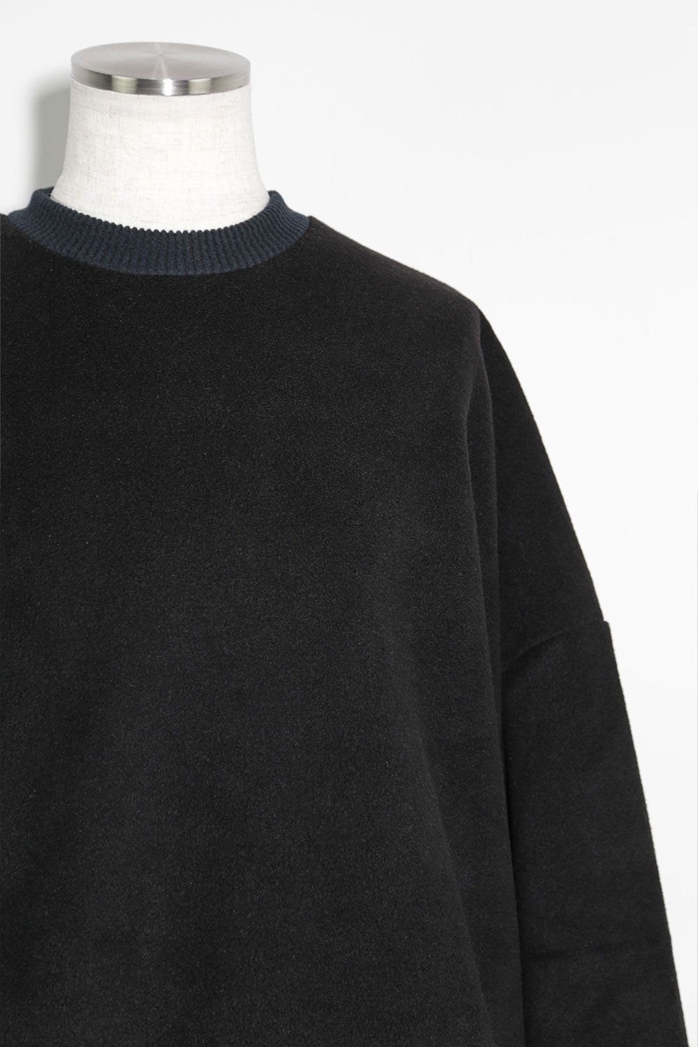 ニットコーデュロイ×フリーストップ / Knit Corduroy Combi Fleece Top / ブラック / ag-10086