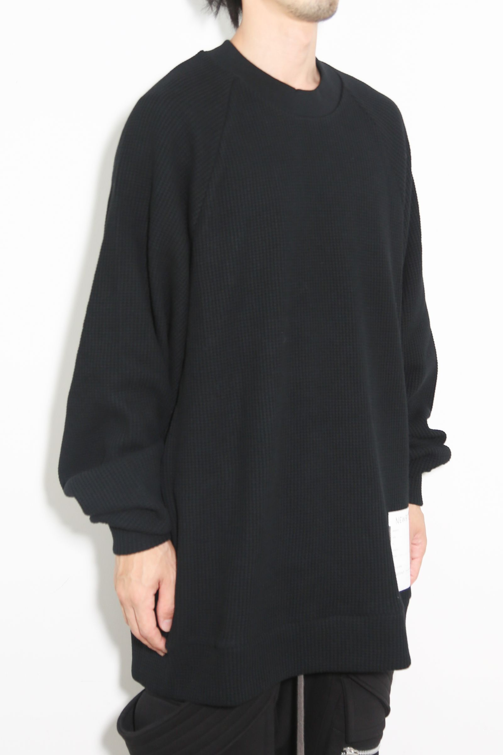 Waffle Dolman Long Pullover / ブラック