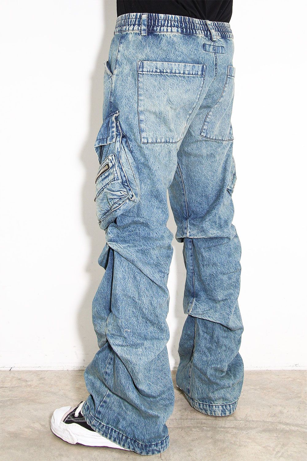 デニムカーゴタックバギーパンツ / Denim Cargo Tuck Baggy Pants / ブルー / ag-11018-3