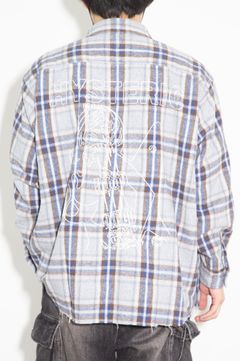 GUITAR GIRL刺繍 ワークシャツ / ブルー