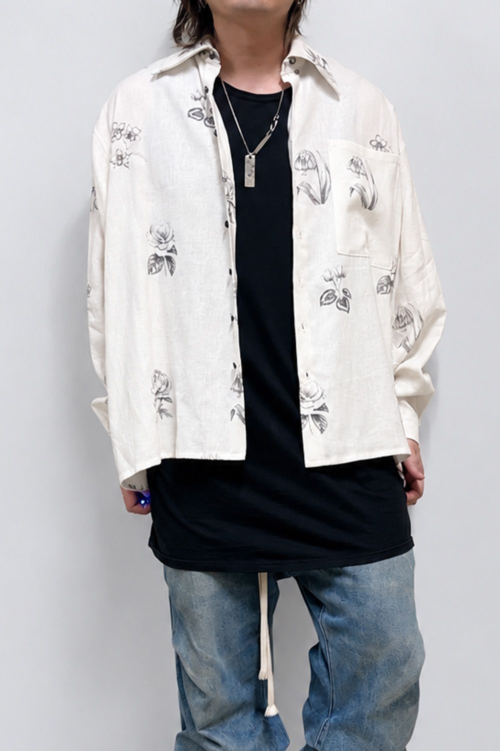 Botanical Print Oversized Shirt / ホワイト