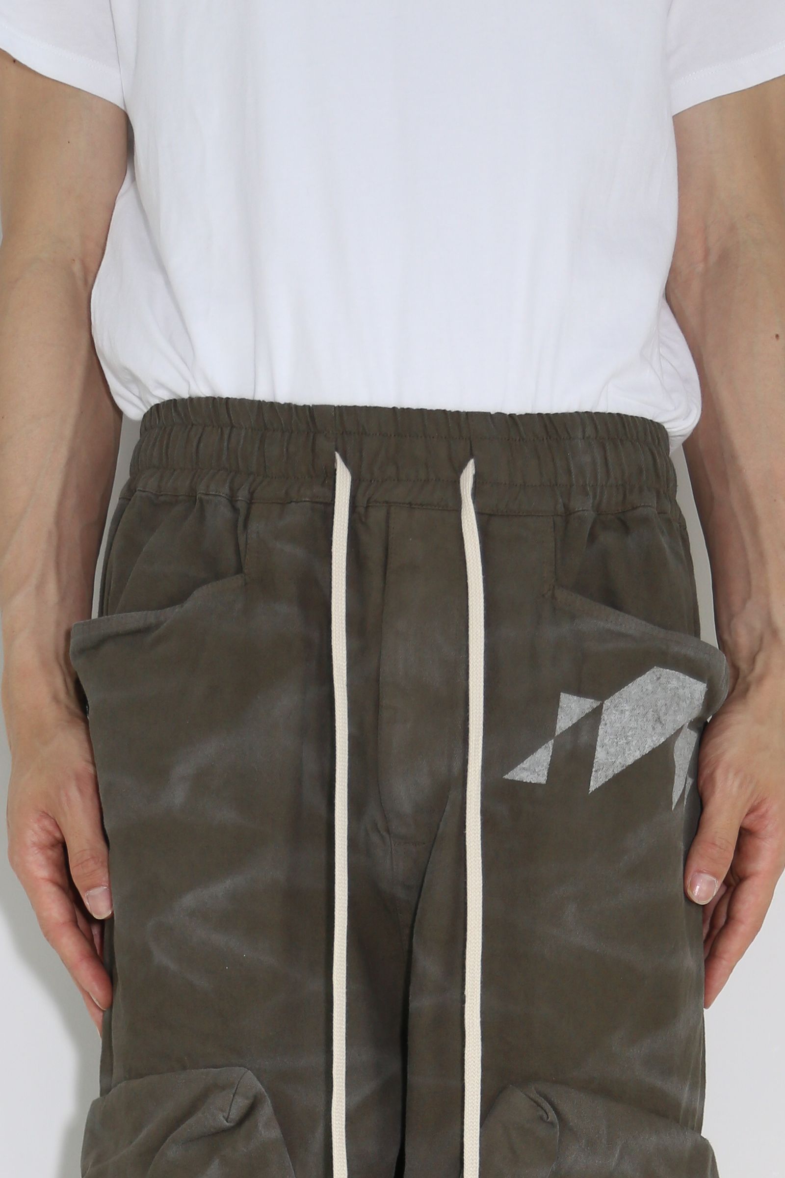 ヴィンテージ染めワイドカーゴパンツ / Vintage Dyed Pocket Long Pants / カーキ / ag-7035-1