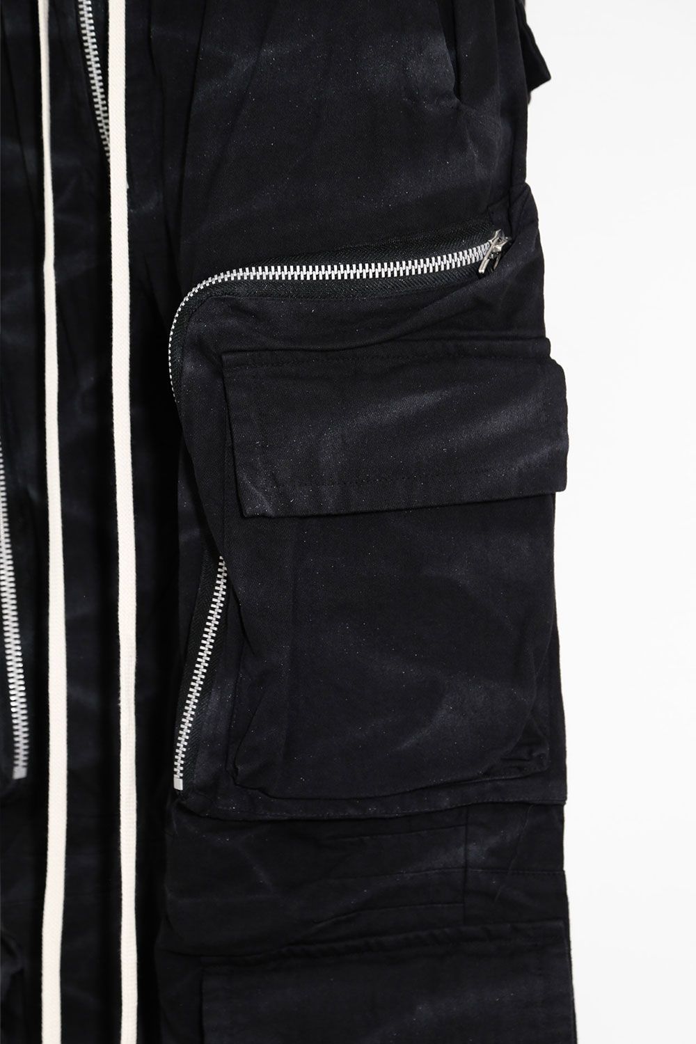 ヴィンテージ染めジップカーゴパンツ / Vintage Dyed Zip Long Pants / ブラック / ag-7036-1