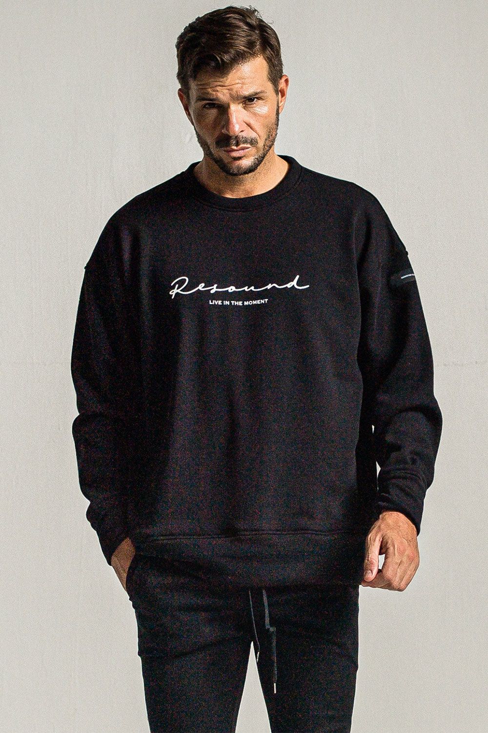handwriting rogo  velours fleece drop trainer / ブラック