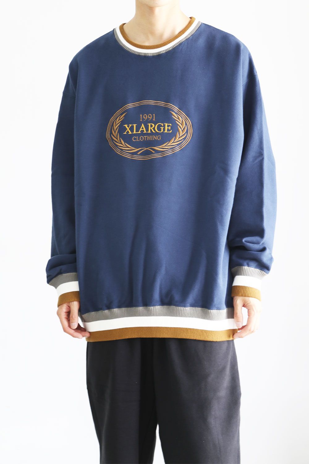 XLARGE - RIB LINE CREWNECK SWEAT / ネイビー | Tempt