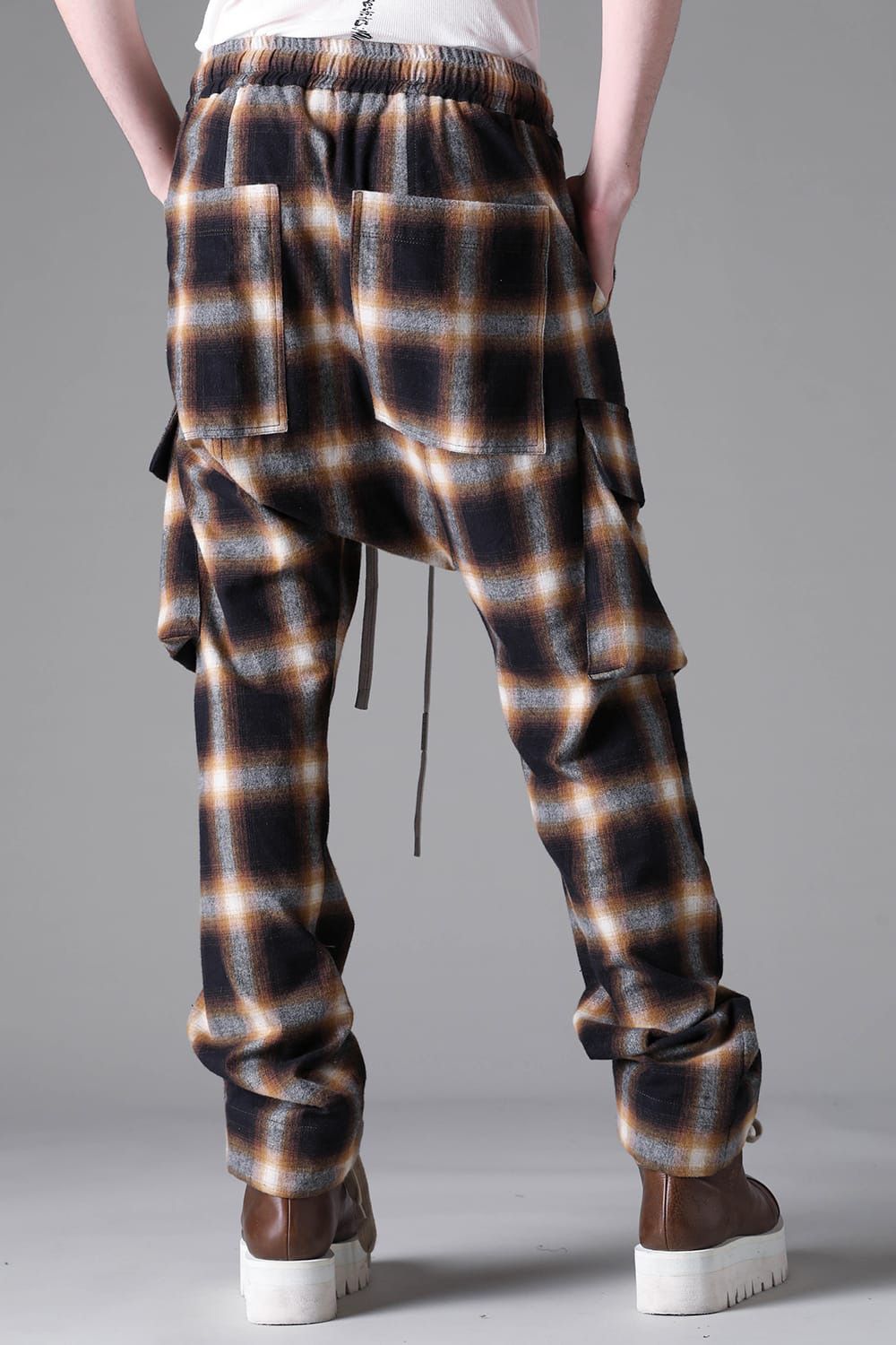 Plaid Cargo Flare Pants