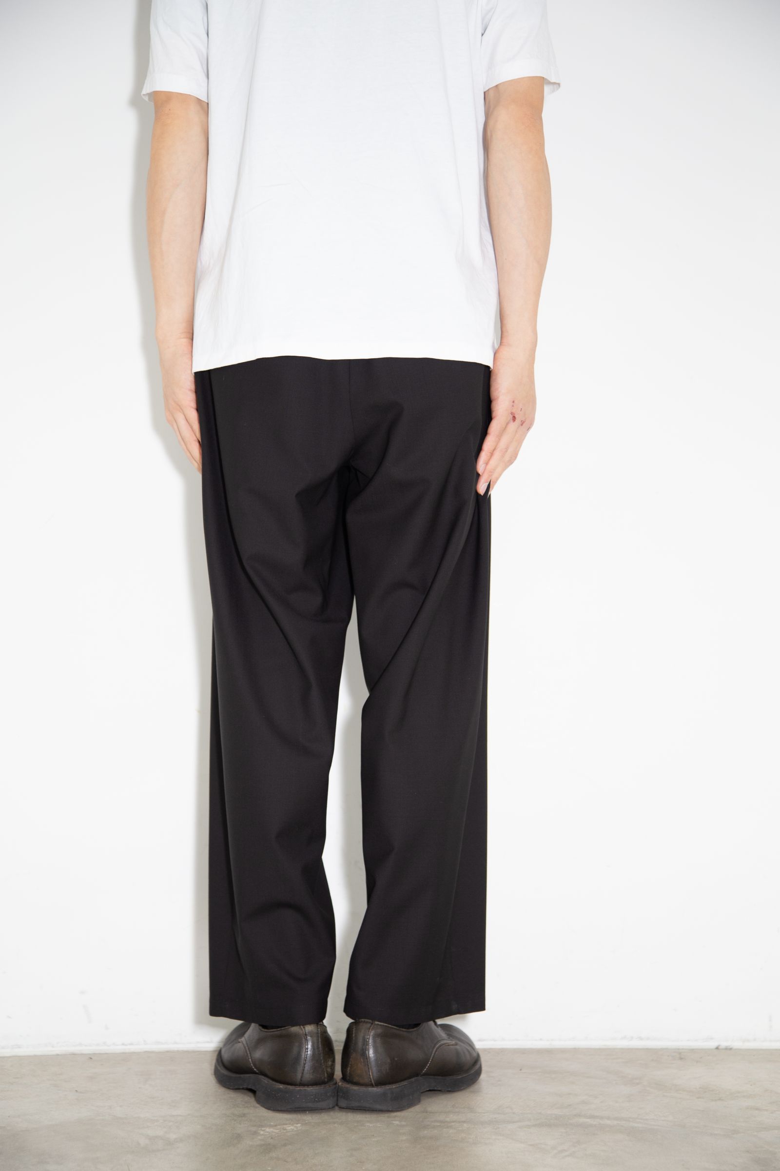 WO/TA WASHABLE TROPICAL WRAPPED TROUSERS / ブラック