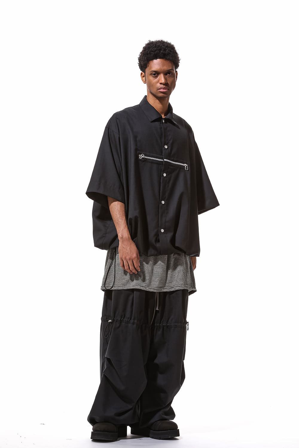 サマーウールワイドパンツ / Wide Pants / ブラック / ag-9093-1