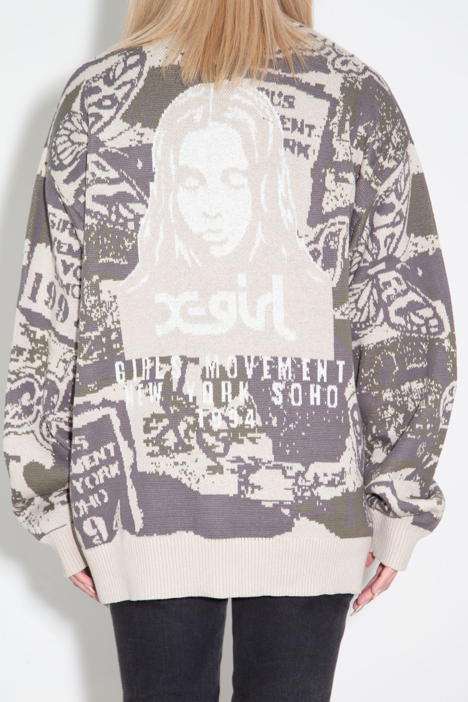 COLLAGE GRAPHIC JACQUARD KNIT CARDIGAN / オリーブ