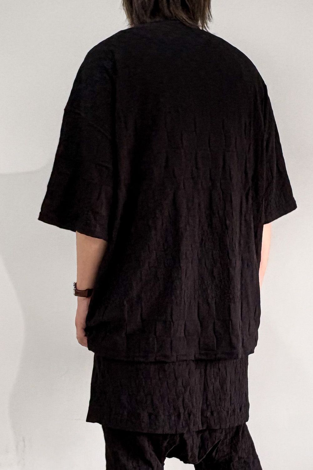 GRADIENT PLAID PATTERN JUMBO TEE / ブラック