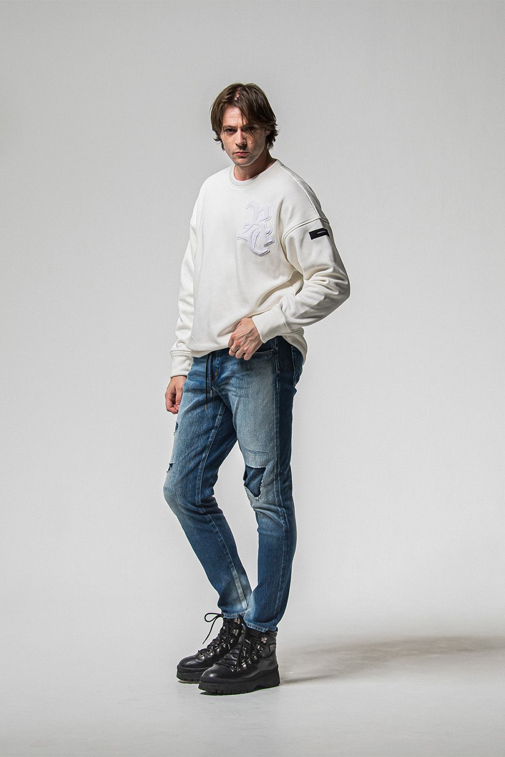 RC chenille velours fleece drop trainer / ホワイト