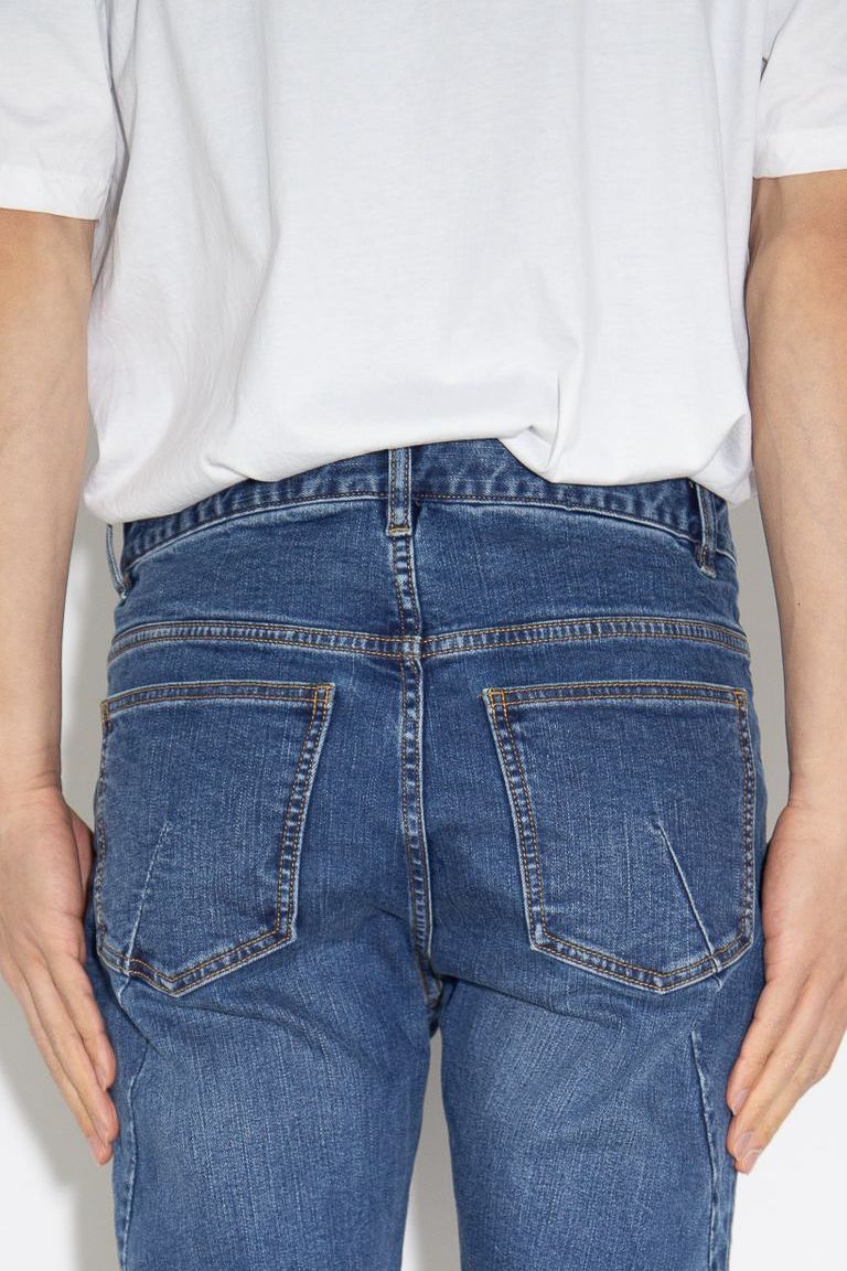 SUPIMA CO STRETCH DENIM SLIM CURVE JEANS / ライトネイビー