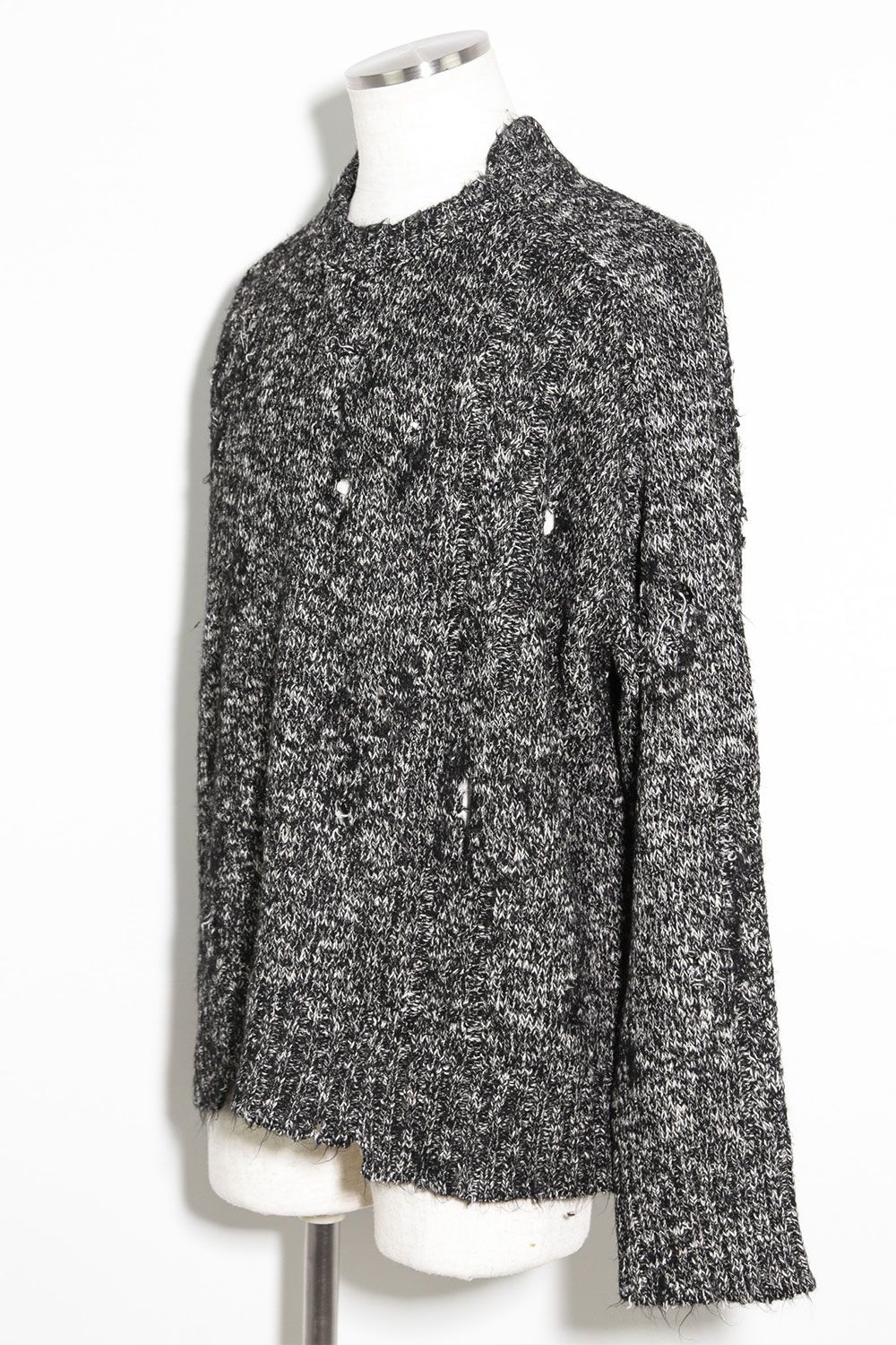 リラックスフィットダメージニット / Damage Knit Top / ブラックミックス / ag-8013