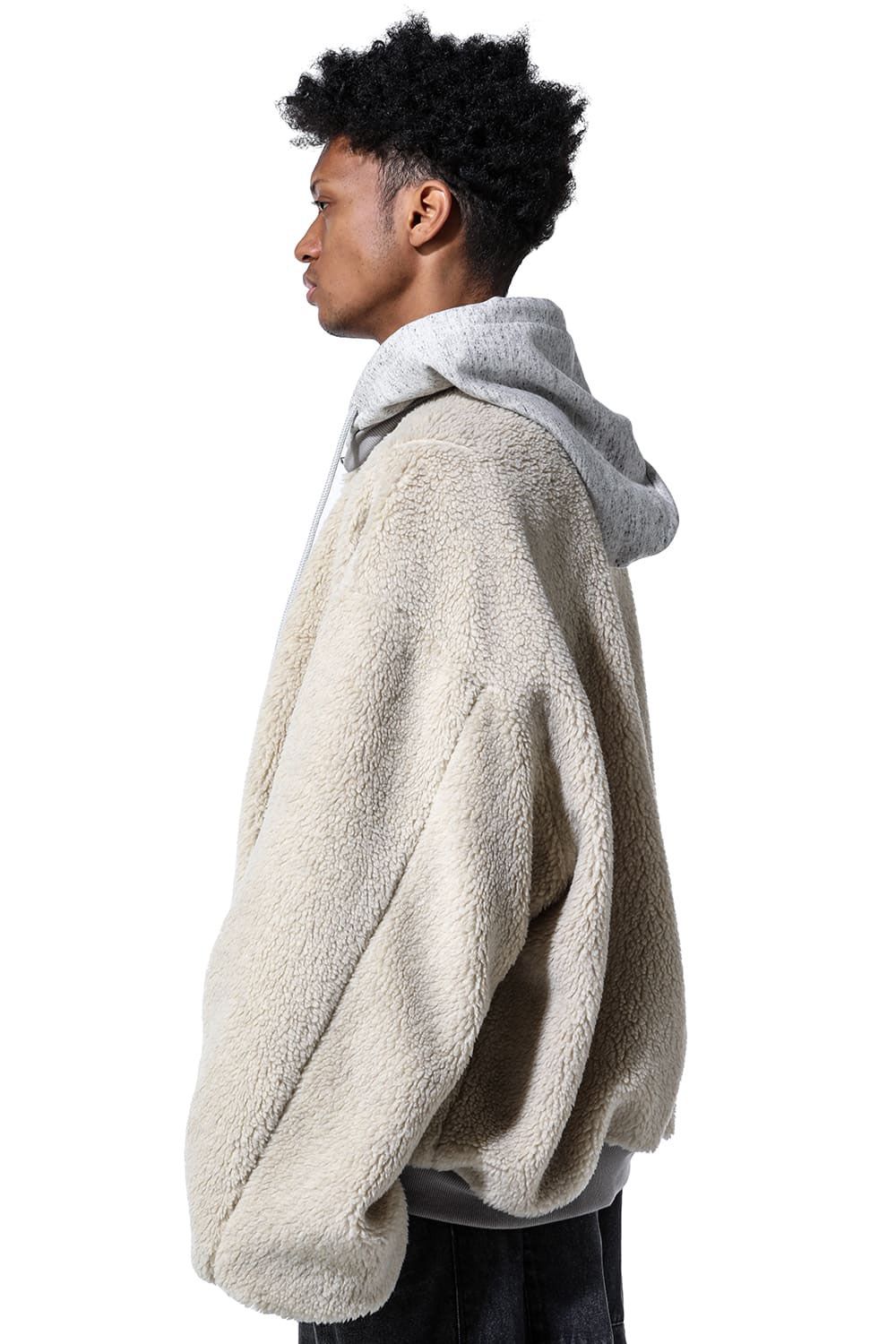 ボアフリースMA-1フーディブルゾン / Teddy Fleece MA-1 Hoodie / アイボリー / ag-8070