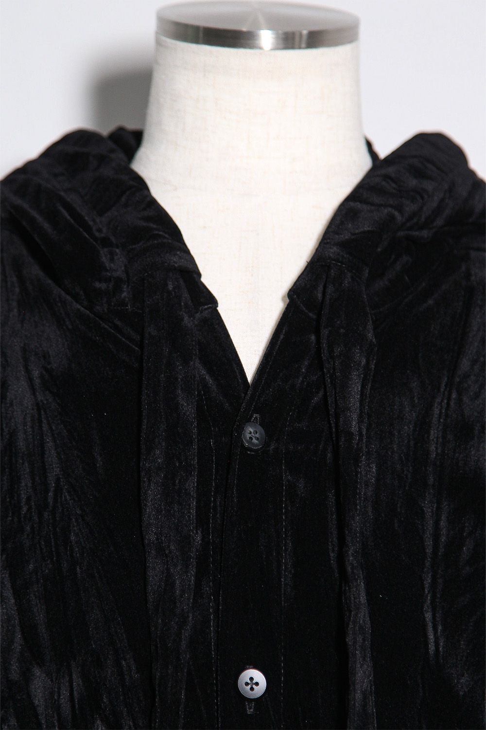 [ラスト1点 サイズ3] ベロアフーディーロングジャケット / HOODED LONG JKT / ブラック / ag-12037