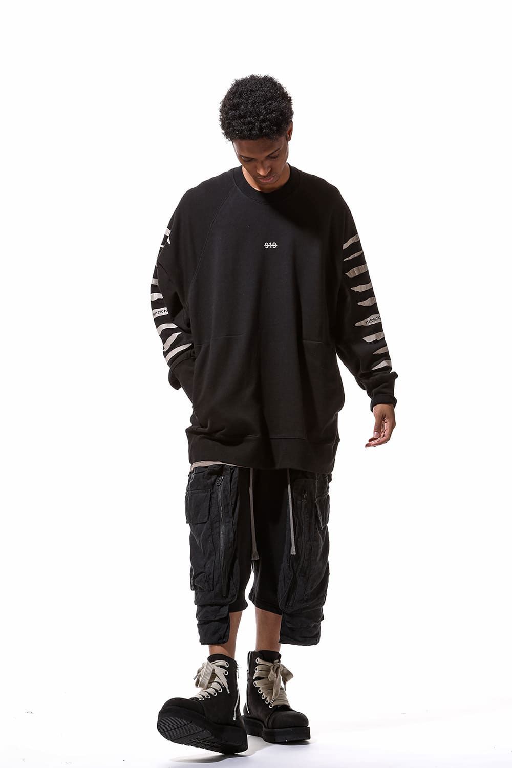 コットンリネンコンビスウェットショーツ / Linen Combi Sweat Shorts / ブラック / ag-9054
