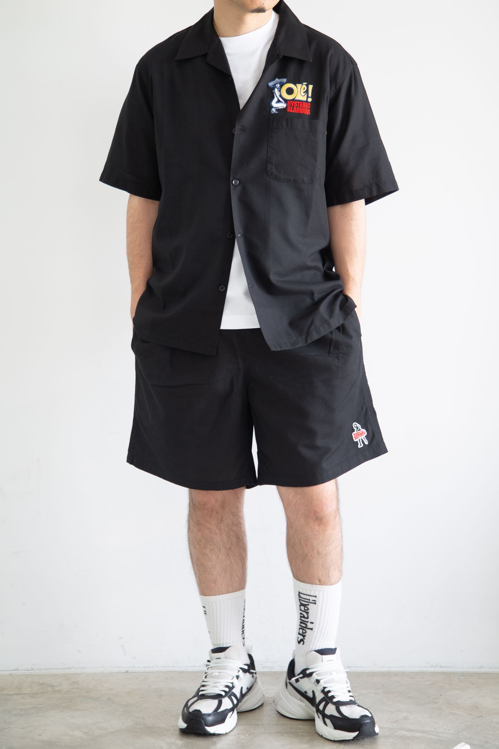 [ラスト1点 サイズXL] HYSTERIC OLE刺繍 オープンカラーシャツ / ブラック