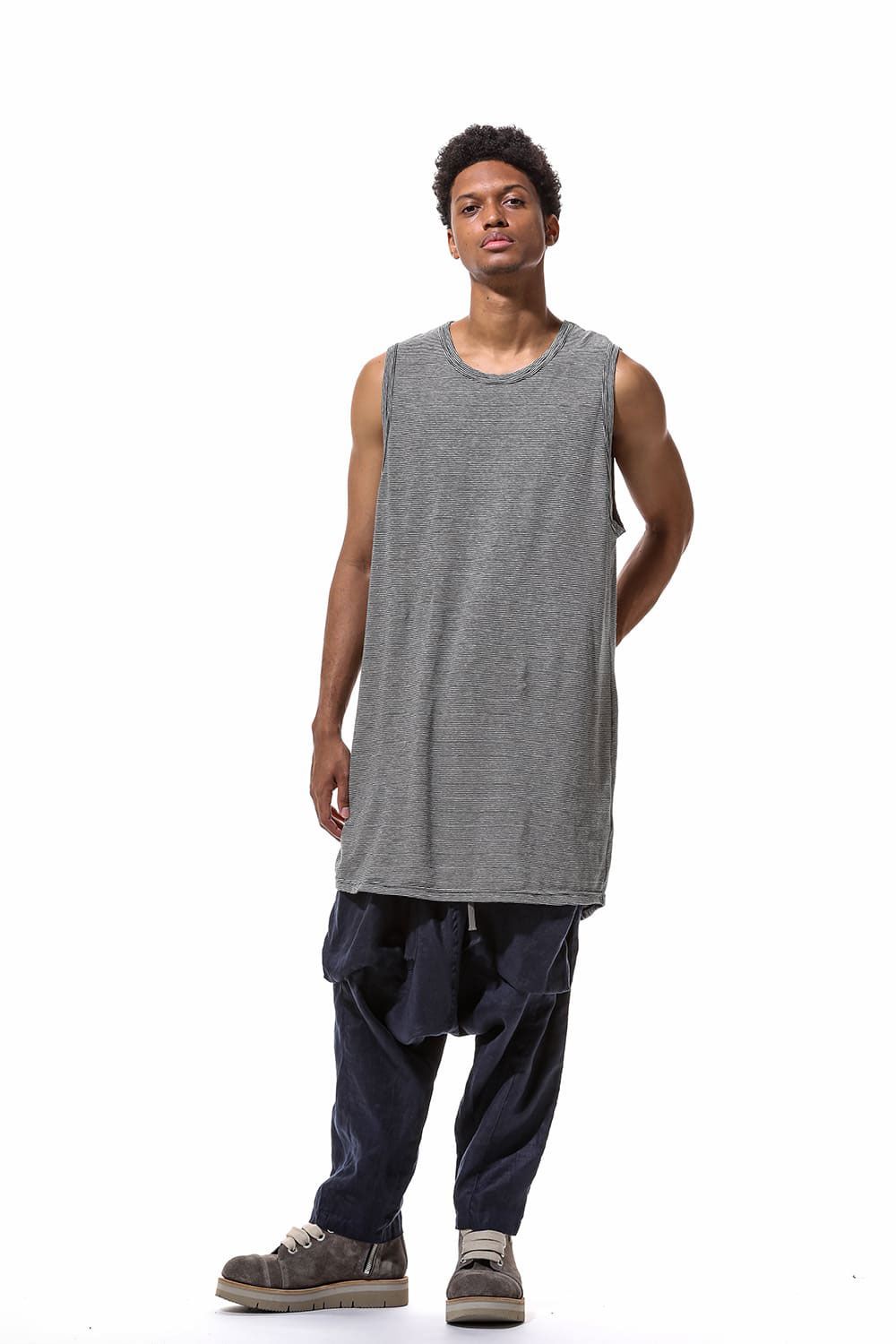ストライプロングタンクトップ / Stripes Long Tank Top / ブラック×アイボリー