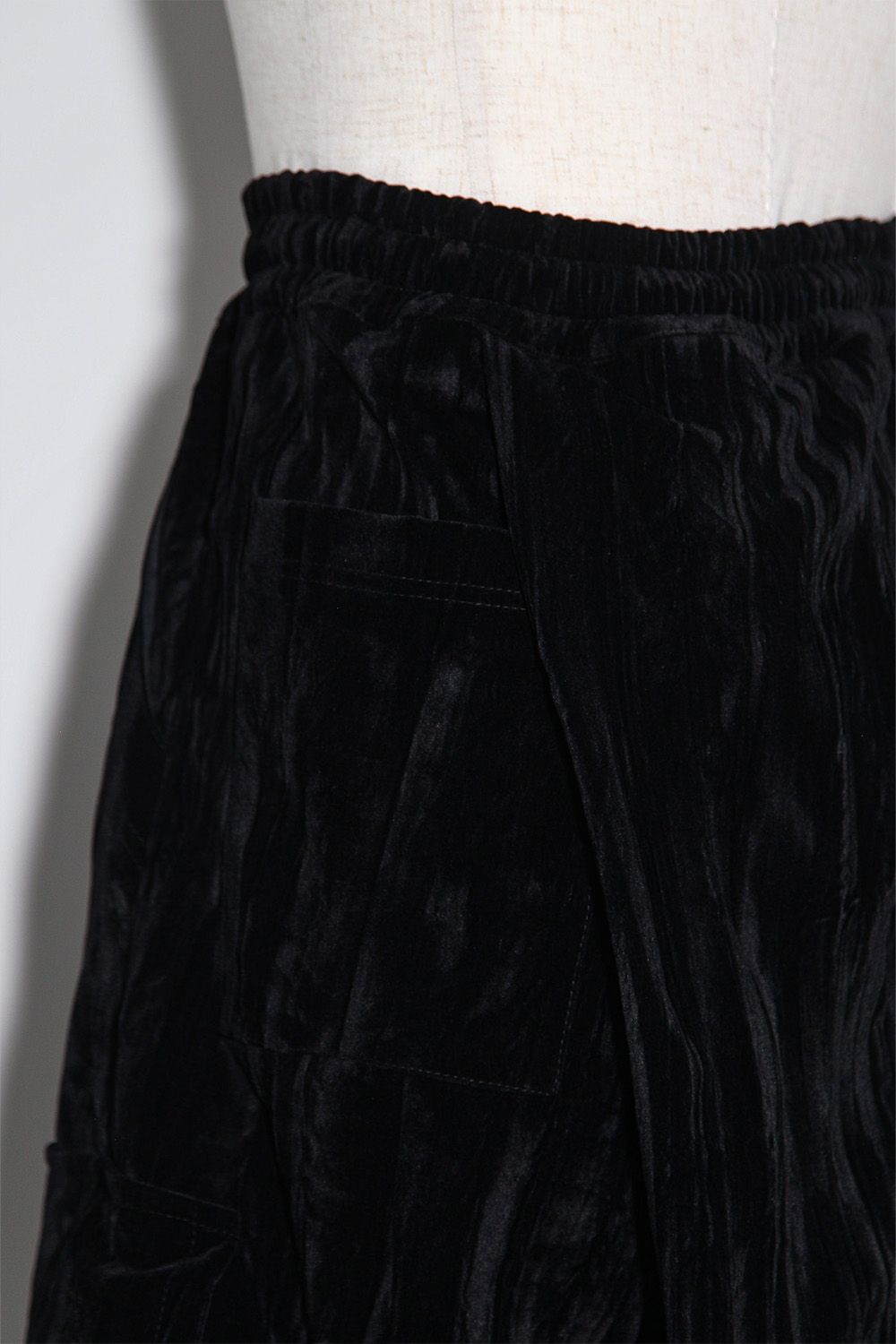 ベロアラップスカートパンツ / WRAP SKIRTS PANTS / ブラック / ag-12042
