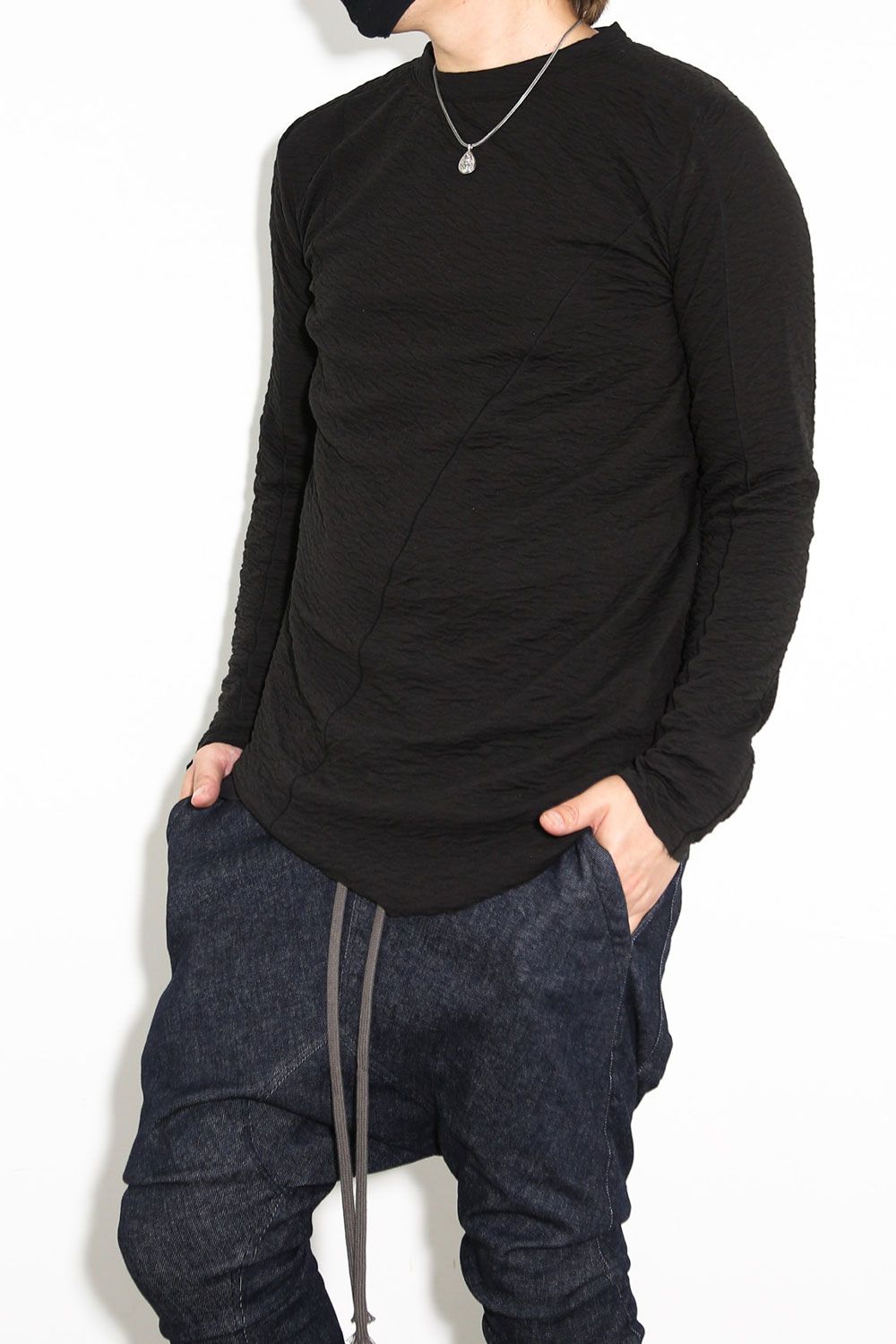 LONG SLEEVE T-SHIRT 223-301 / シボ加工ロングスリーブTee / ブラック