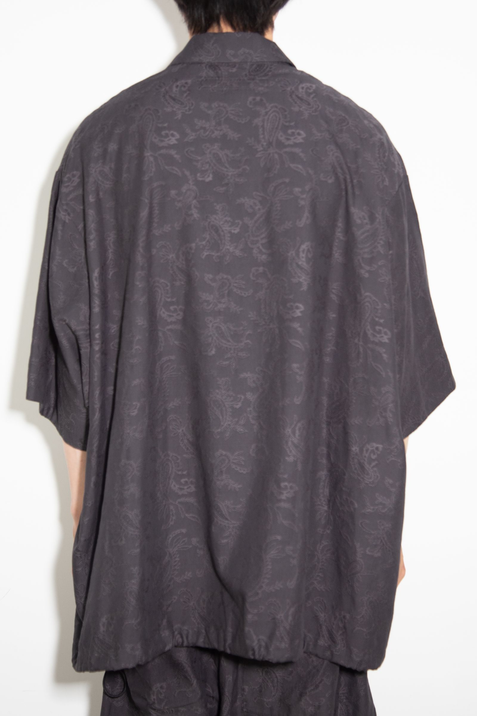 ペイズリー柄ハーフスリーブシャツ / Paisley Front Zip Harf Sleeve Shirts / ブラック / ag-9060-1