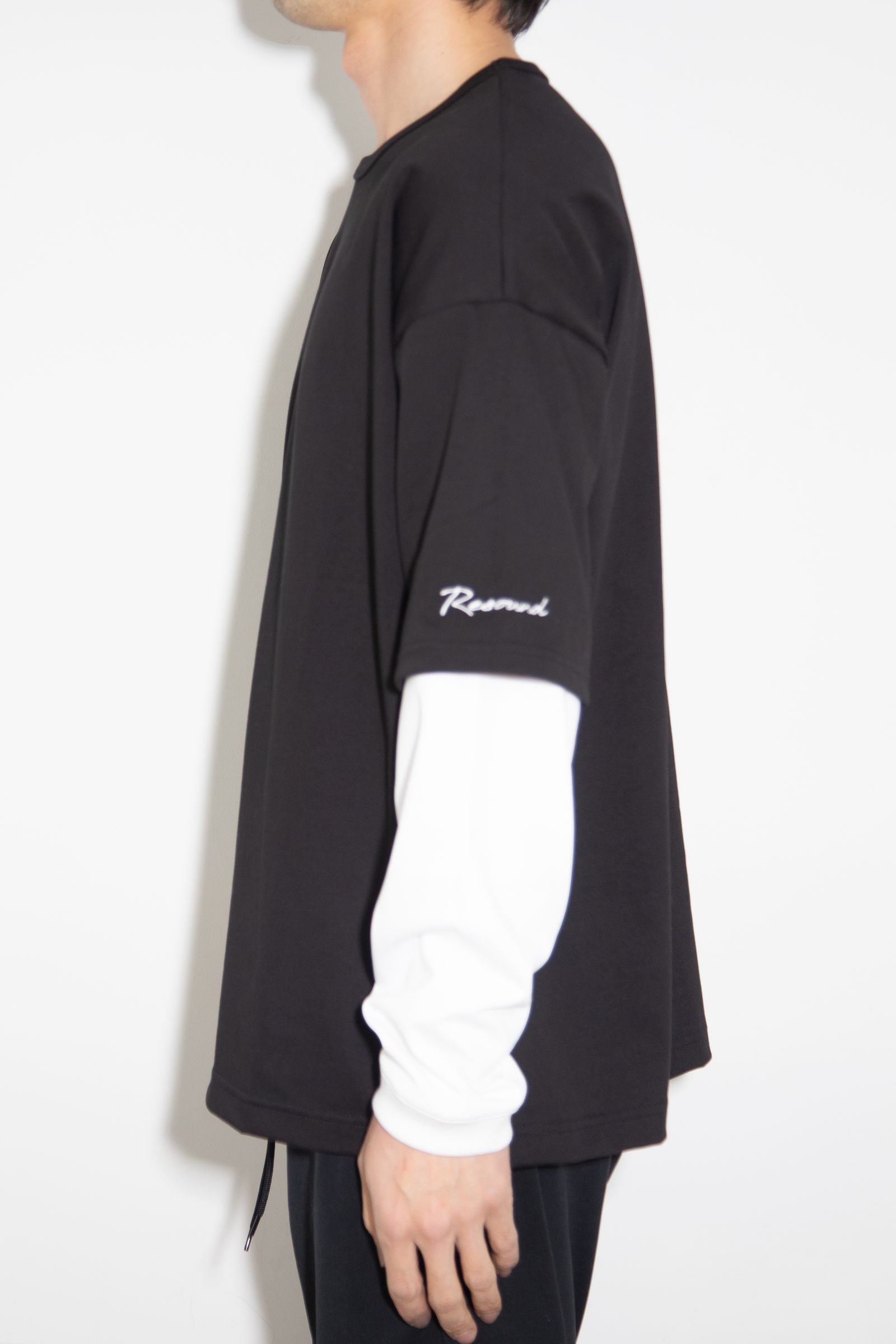 【人気継続商品】 fake layered longsleave / ブラック×ホワイト