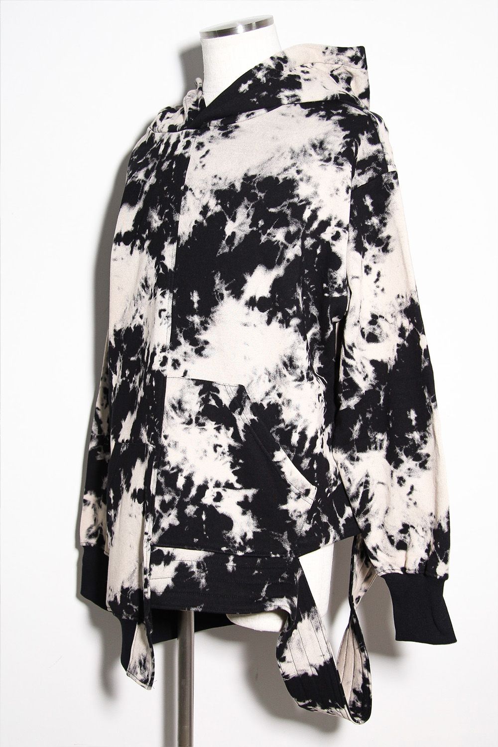 アシンメトリーフーディー / ASYMMETRY HOODED / ブラック×アイボリー / ag-12082