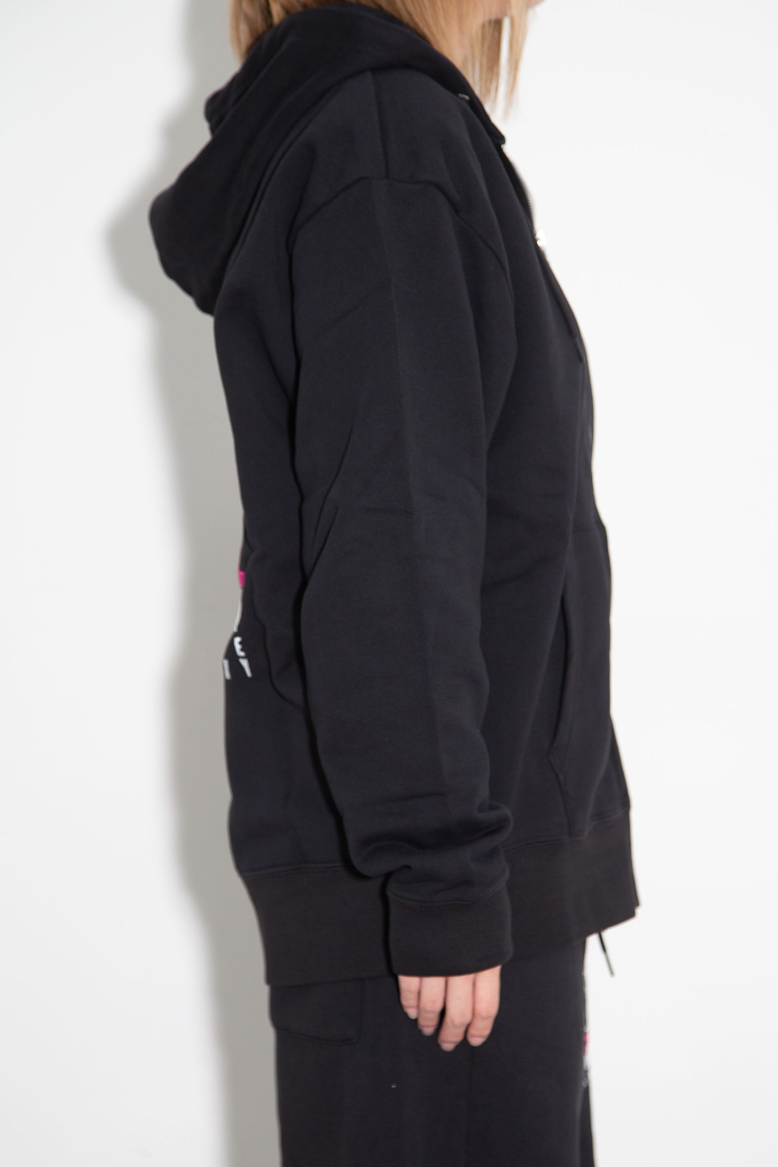 FACE BOX AND MESSAGE ZIP UP SWEAT HOODIE / ブラック