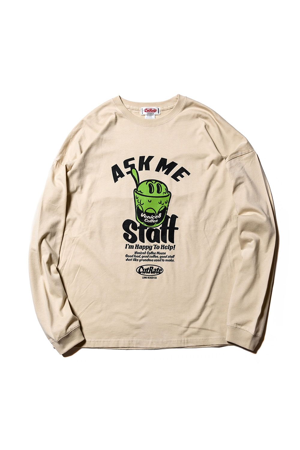 ×VENICE8 COFFEE HOUSE®️ STAFF DROPSHOULDER  L/S T-SHIRT / サンドベージュ