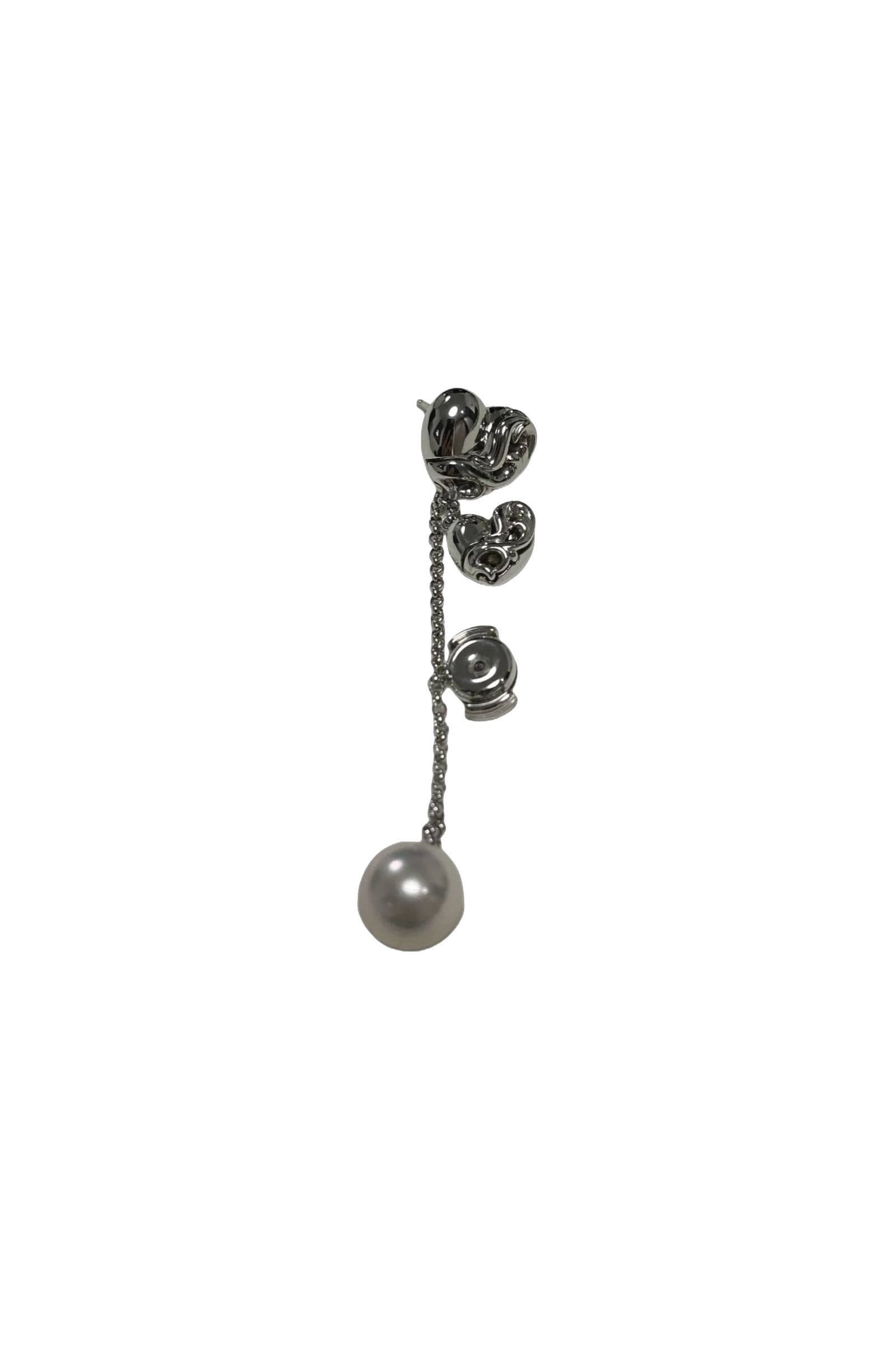 【新品未使用】CHROME HEARTS x MIKIMOTO 18k ホワイトゴールド ハート パール ドロップ ピアス