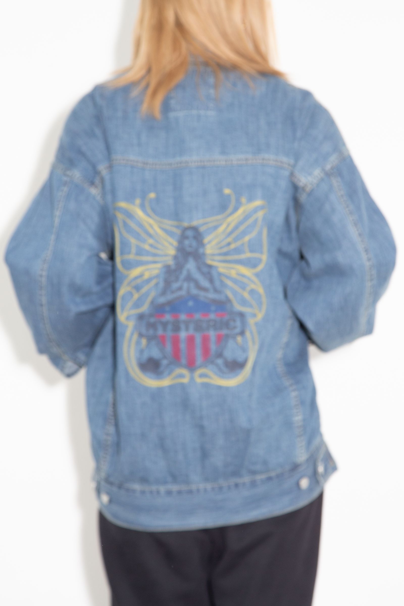 LEVITATED GIRL刺繍 オーバーデニムジャケット / ライトインディゴ