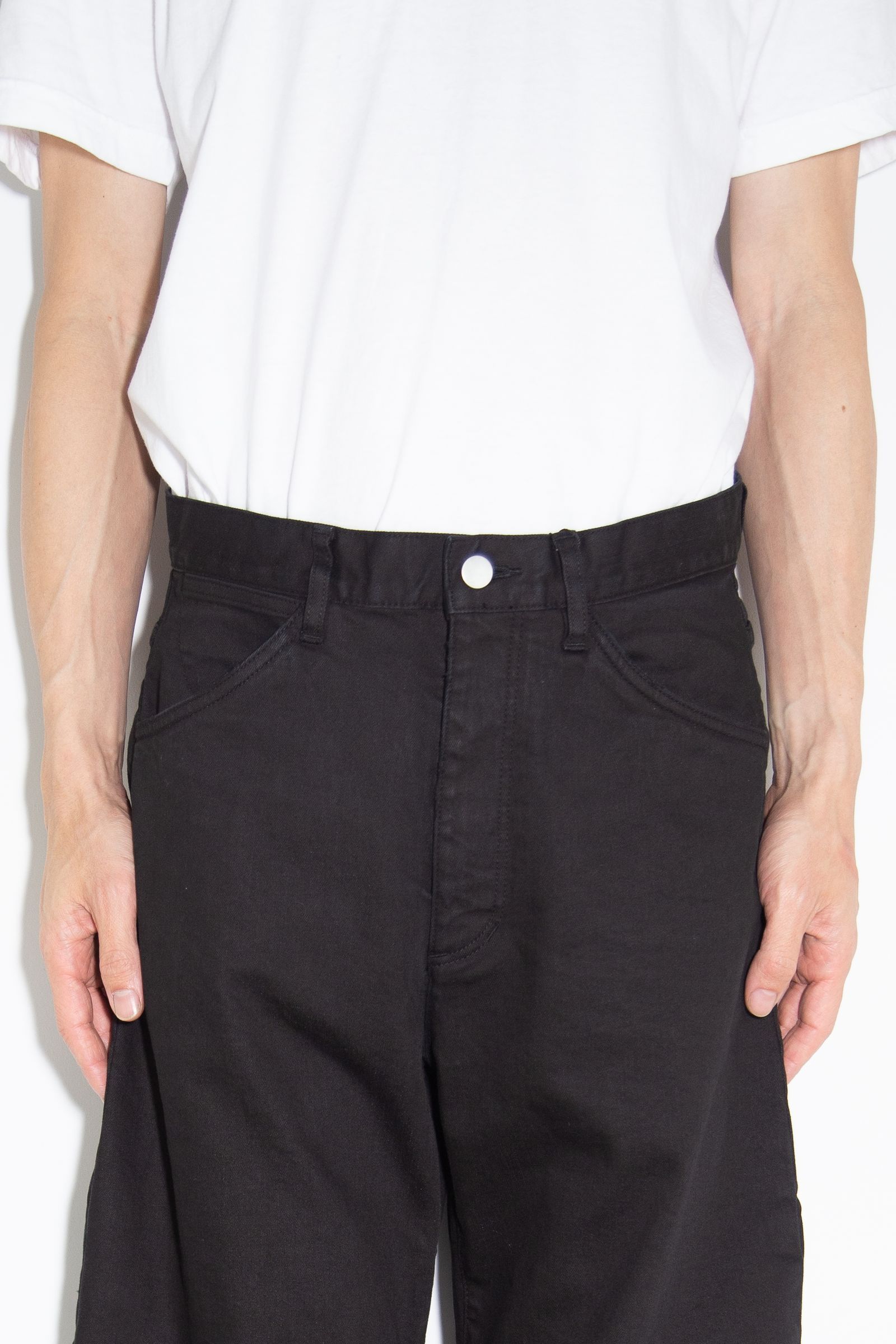 SUPIMA CO STRETCH DENIM WIDE CURVE JEANS / ブラック