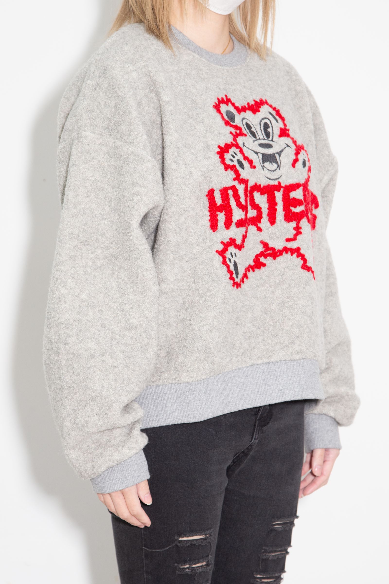 FIRE BEAR刺繍 オーバーサイズスウェット / グレー