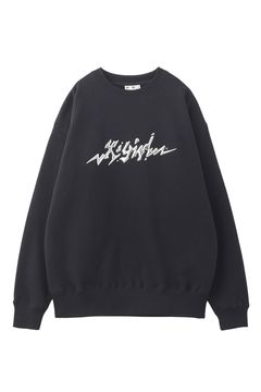 METALLIC DISTORTION LOGO SWEAT TOP / ブラック