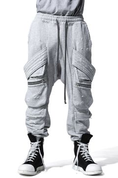 Damage Belt Cargo Sweat Sarouel Pants / ヘザーグレー