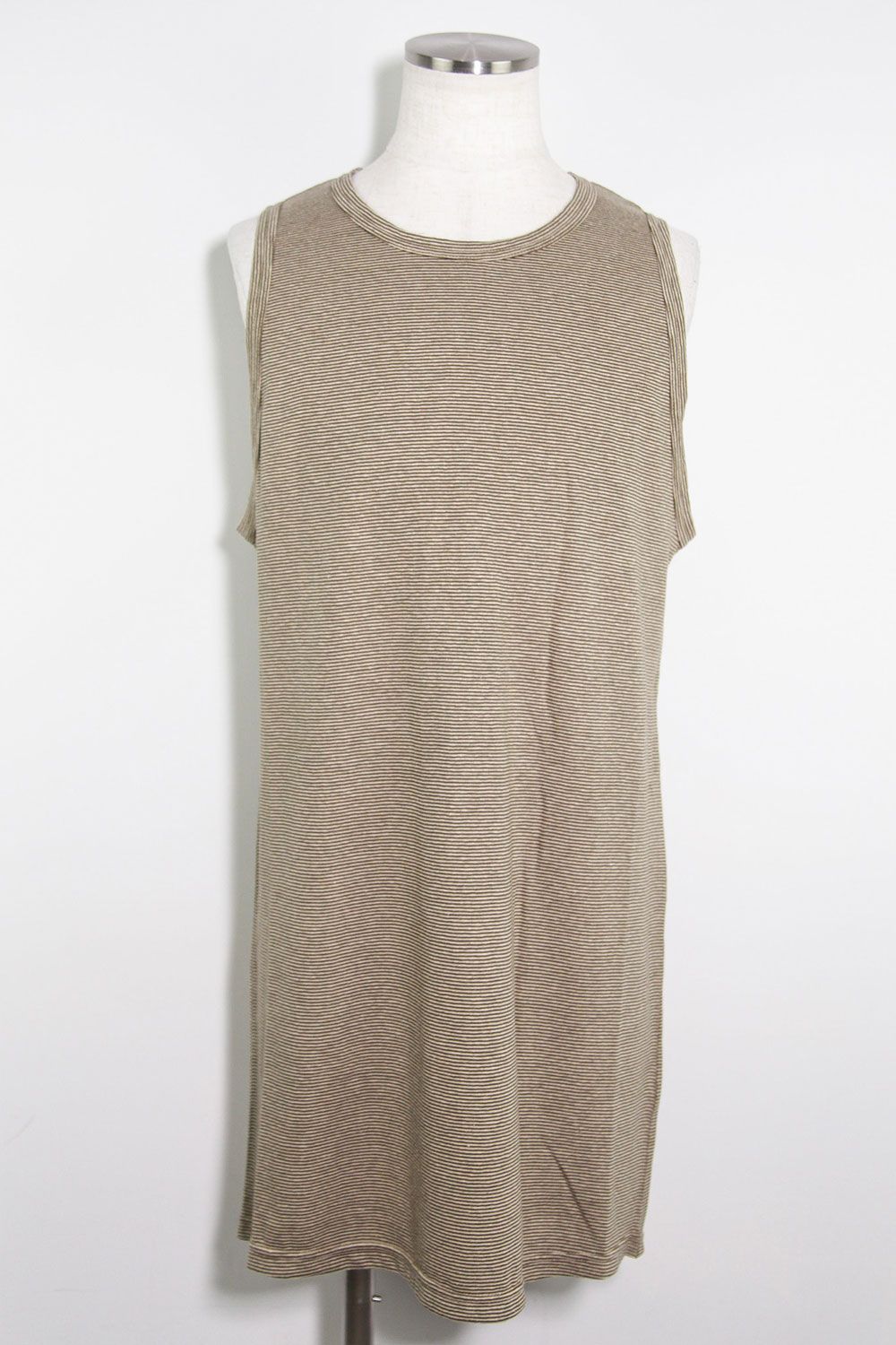 ストライプロングタンクトップ / Stripes Long Tank Top / グレー×アイボリー
