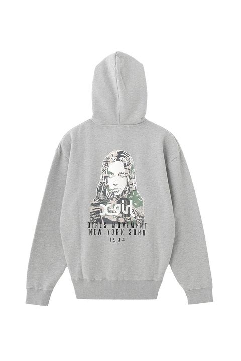 COLLAGE CAMO FACE ZIP UP SWEAT HOODIE / アッシュ